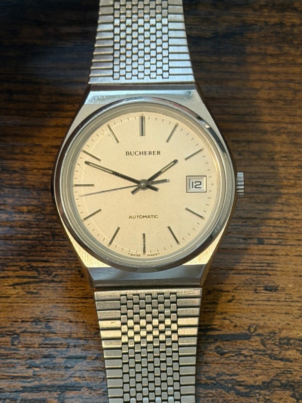 Bucherer B2738 Vintage Automatic Men's Swiss Watch Date Steel Bracelet